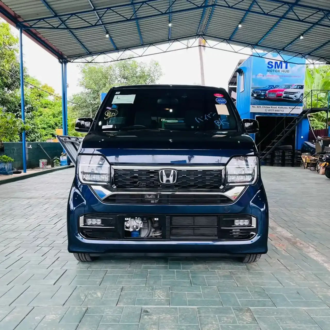 Metallic Blue Honda N WGN 2024 Petrol front view - SMT Motor Hub Negombo