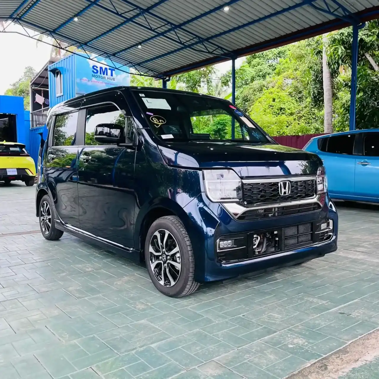 Metallic Blue Honda N WGN 2024 Petrol side view - SMT Motor Hub Negombo